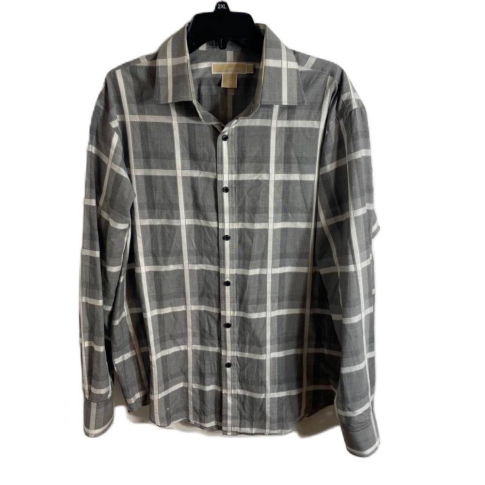 Michael Michael Kors Black White Button Down Shirt Large Men’s Plaid Lined